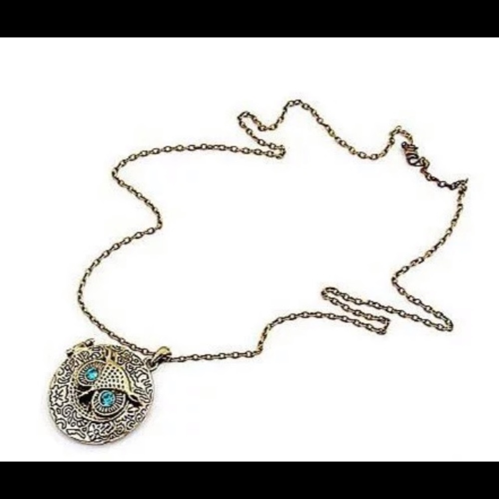NEW!💙💎🦉OWL! GOLDEN ANTIQUE LOCKET!🦉💎💙AWESOME - Picture 7 of 8